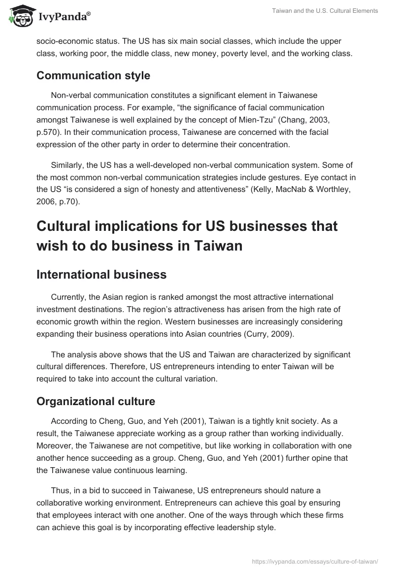 Taiwan and the U.S. Cultural Elements. Page 3