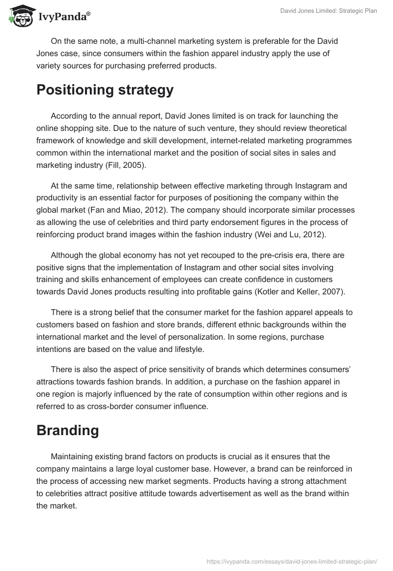 David Jones Limited: Strategic Plan. Page 2