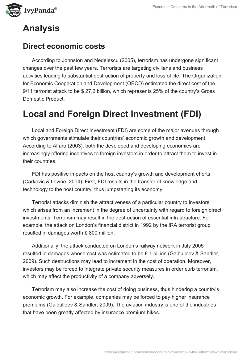 Economic Concerns in the Aftermath of Terrorism. Page 2