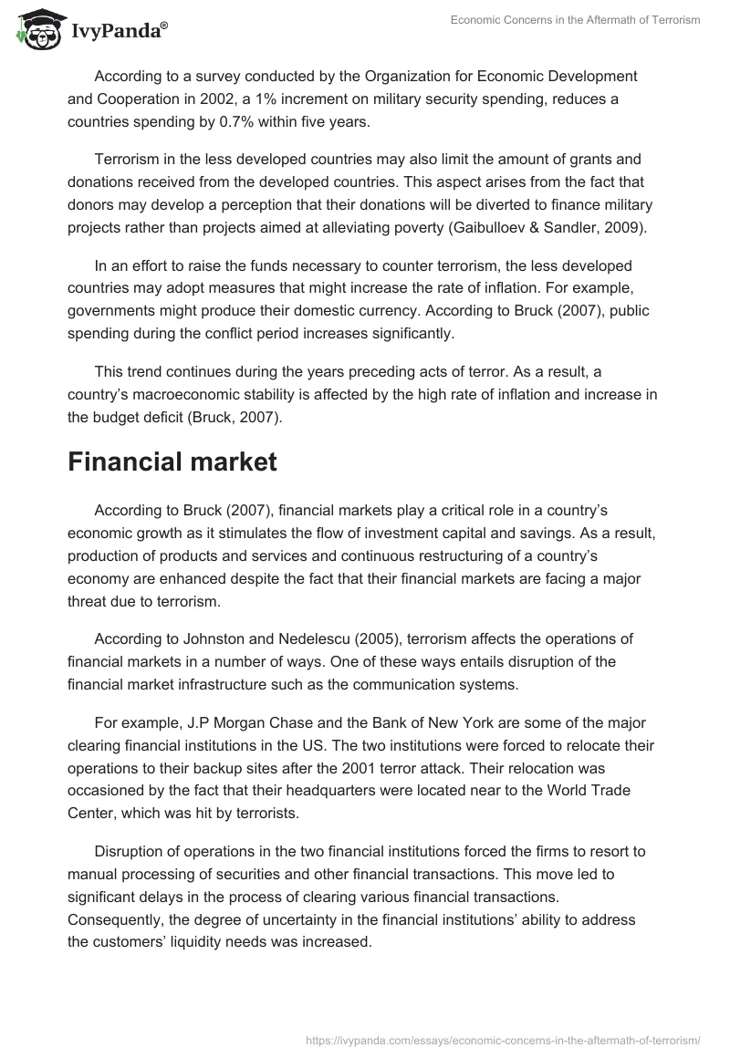 Economic Concerns in the Aftermath of Terrorism. Page 4