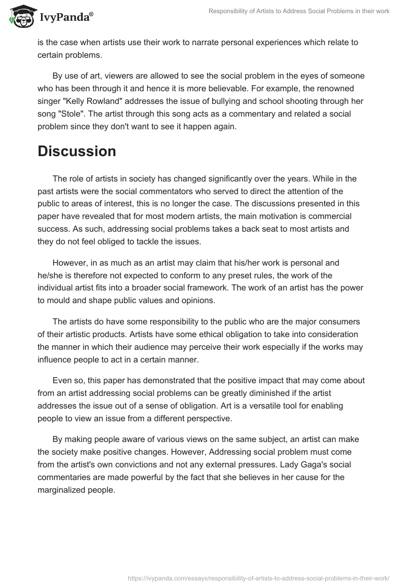 Responsibility of Artists to Address Social Problems in Their Work. Page 4