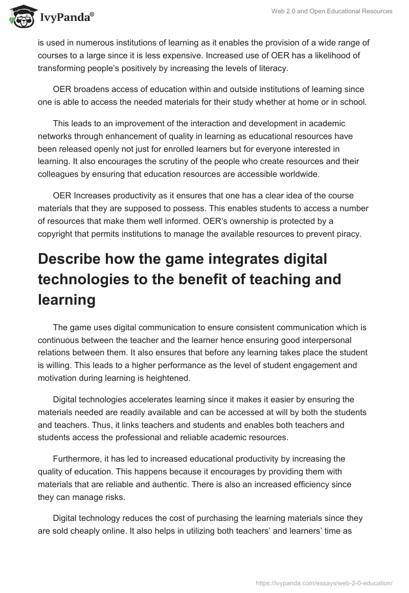 Web 2.0 and Open Educational Resources. Page 2