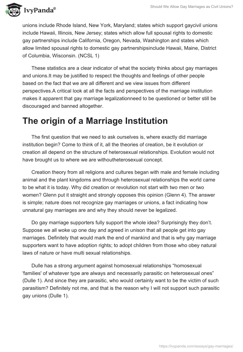 Should We Allow Gay Marriages as Civil Unions?. Page 2
