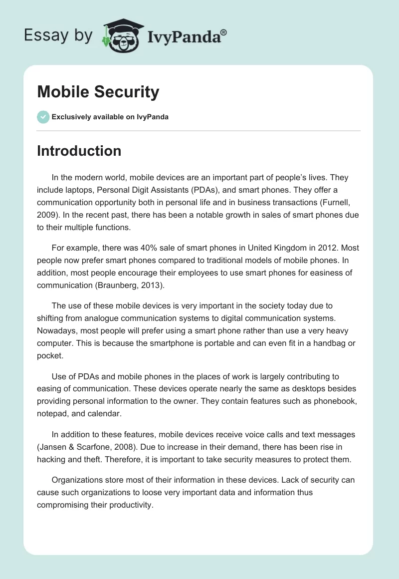 Mobile Security. Page 1