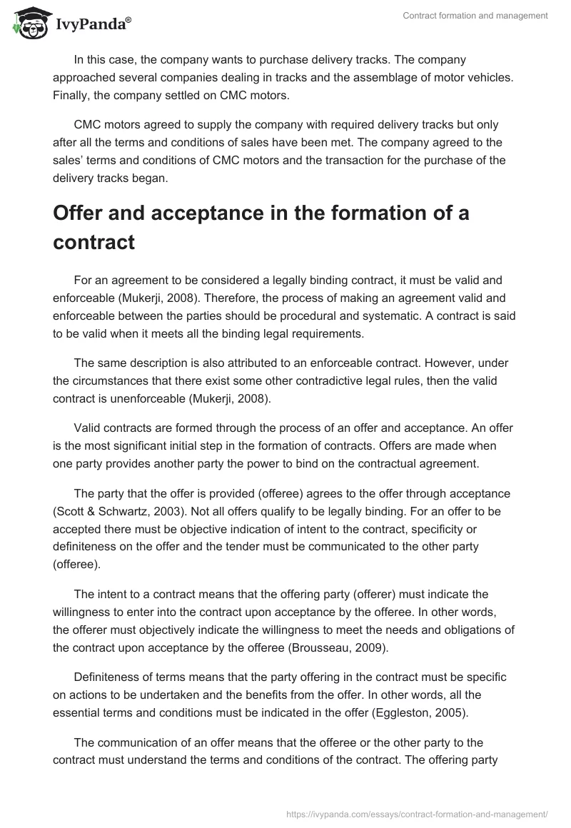 Contract formation and management. Page 2