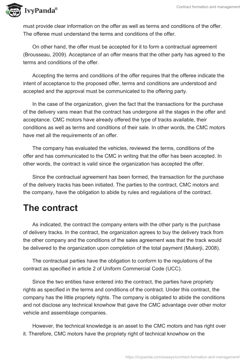 Contract formation and management. Page 3