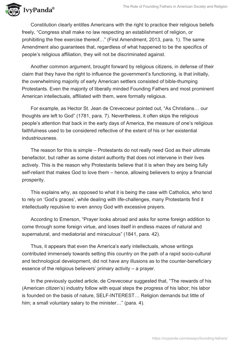 The Role of Founding Fathers in American Society and Religion. Page 2