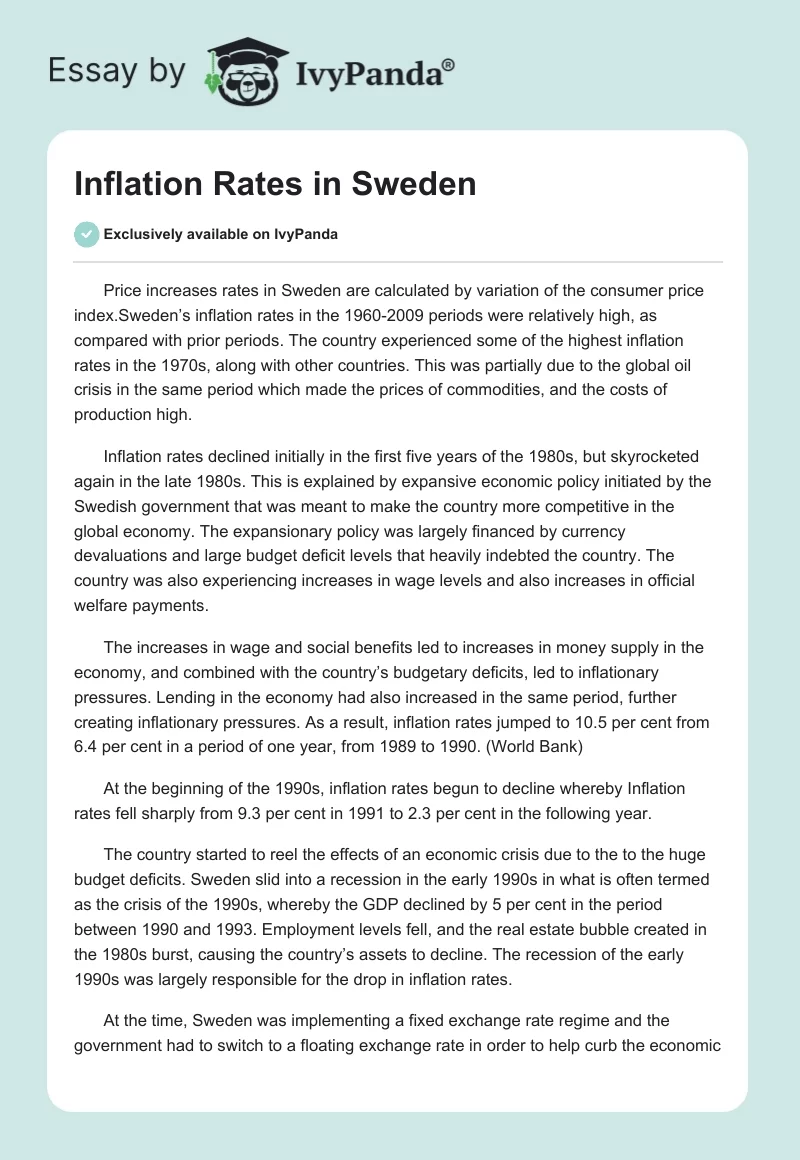Inflation Rates in Sweden. Page 1