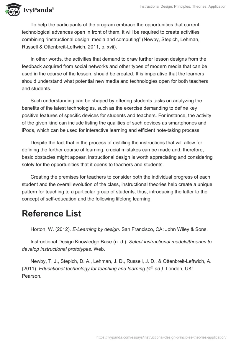 Instructional Design: Principles, Theories, Application. Page 2
