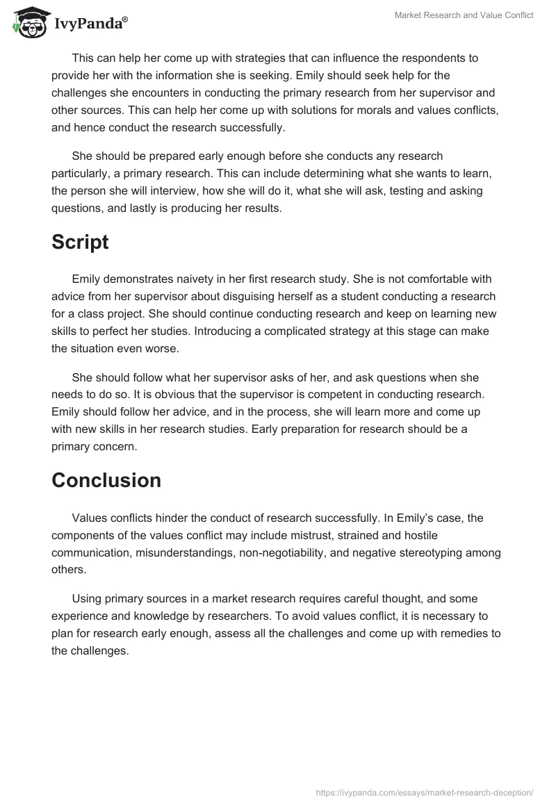 Market Research and Value Conflict. Page 3
