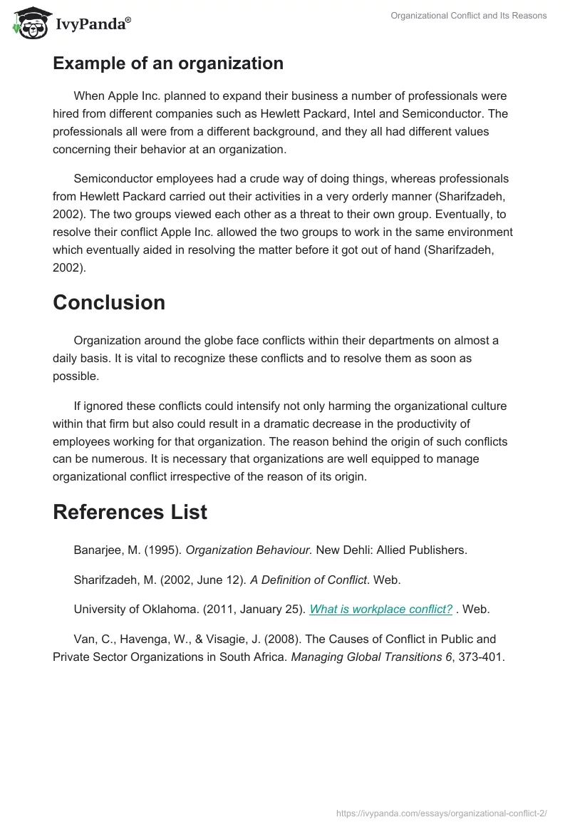 Organizational Conflict and Its Reasons. Page 3
