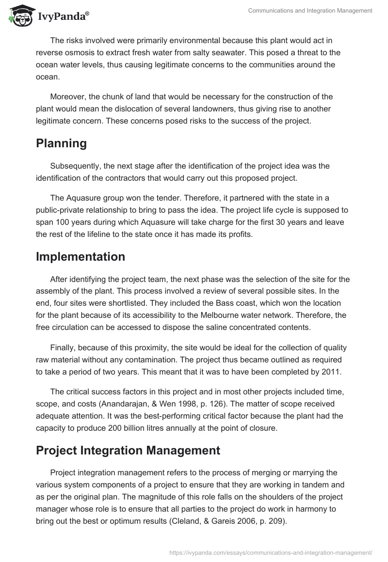 Communications and Integration Management. Page 5