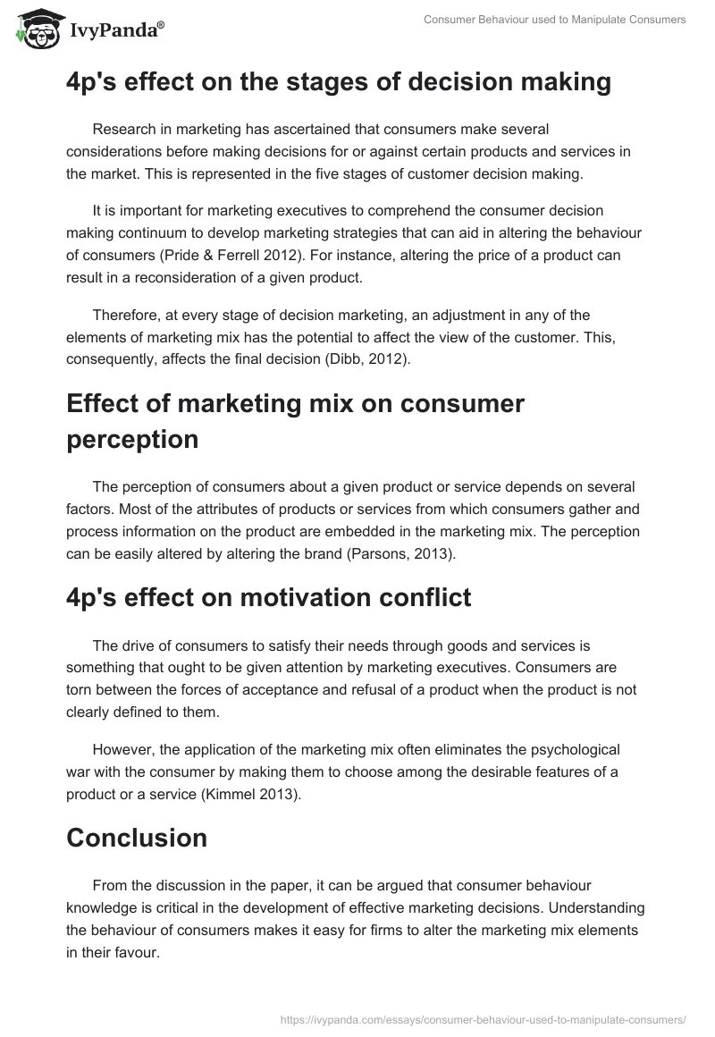 Consumer Behaviour used to Manipulate Consumers. Page 2