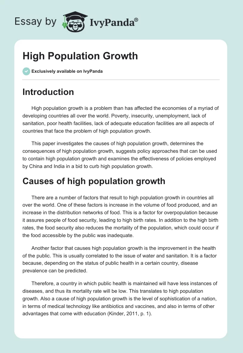 High Population Growth. Page 1