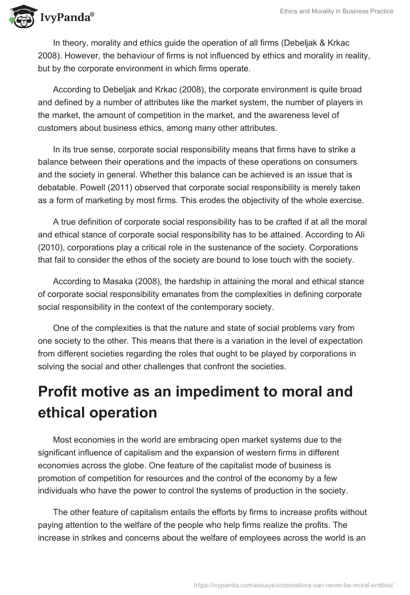 Ethics and Morality in Business Practice. Page 2