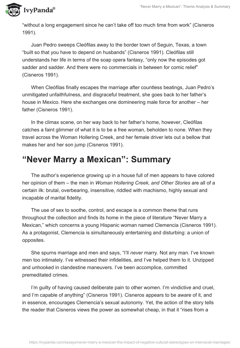 “Never Marry a Mexican”: Theme Analysis & Summary. Page 3