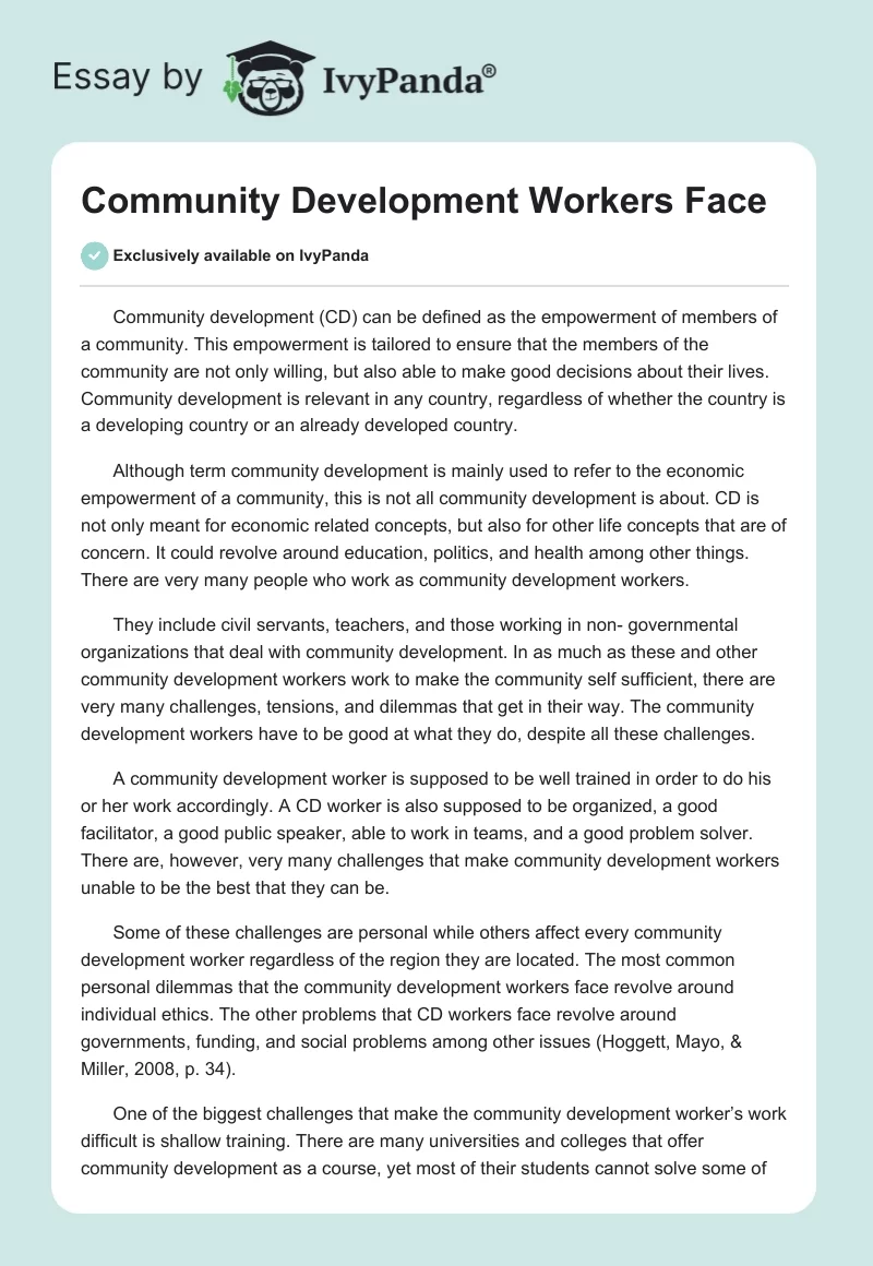 Community Development Workers Face. Page 1