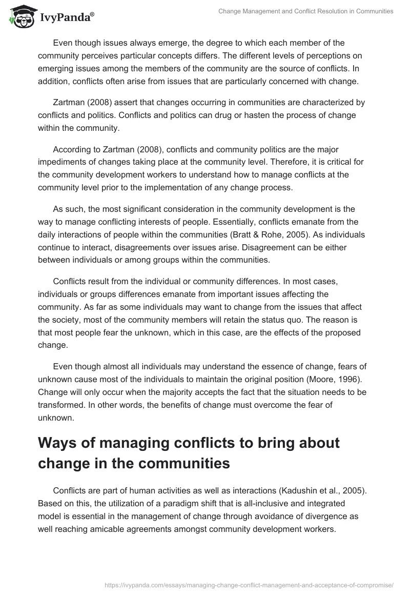 Change Management and Conflict Resolution in Communities. Page 2