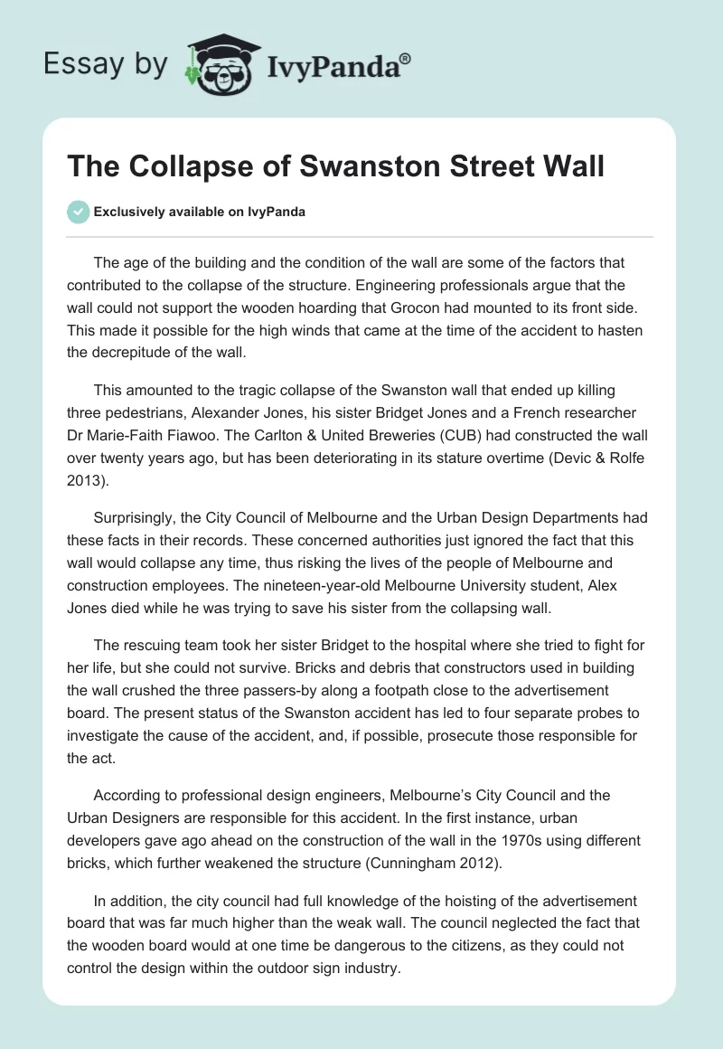 The Collapse of Swanston Street Wall. Page 1