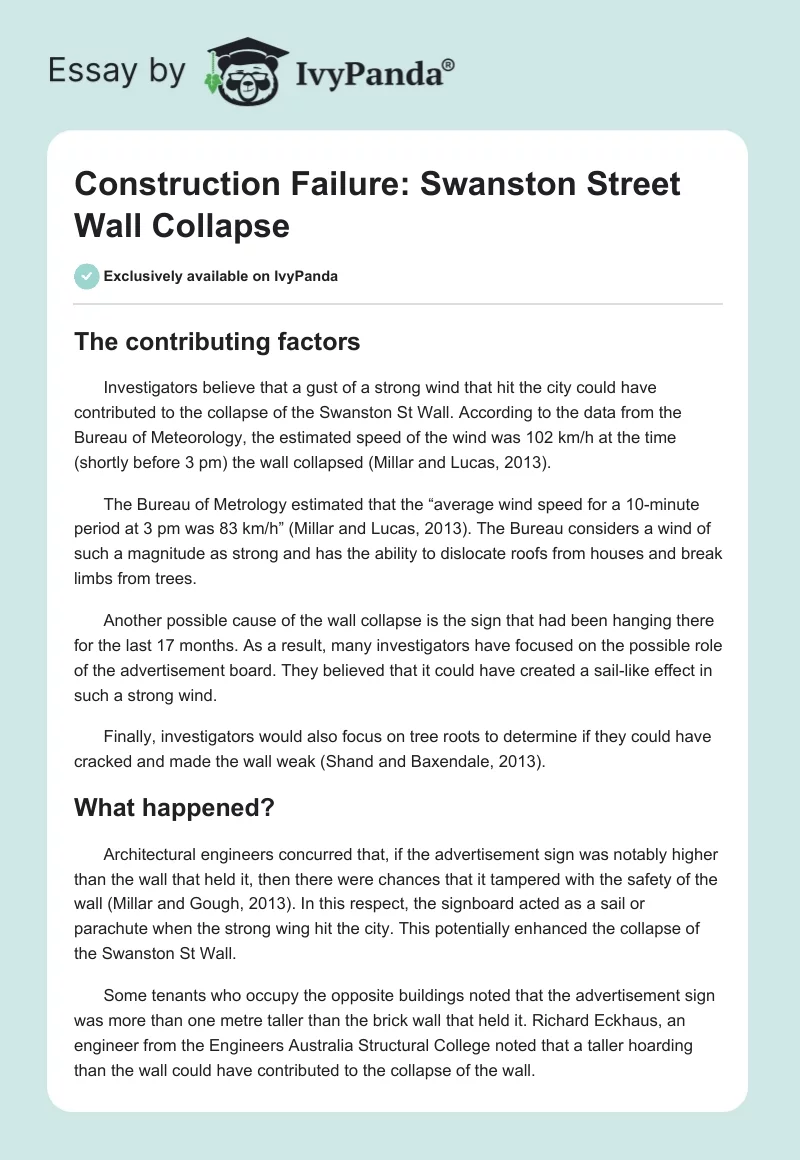 Construction Failure: Swanston Street Wall Collapse. Page 1