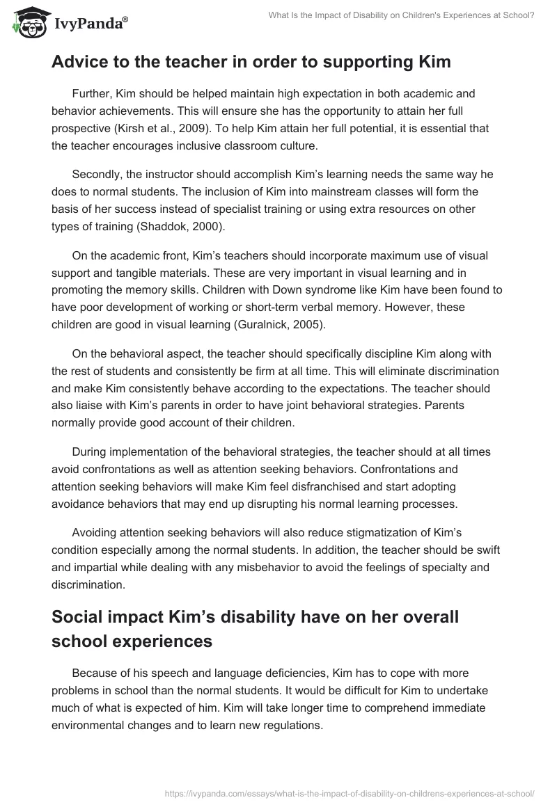What Is the Impact of Disability on Children's Experiences at School?. Page 5