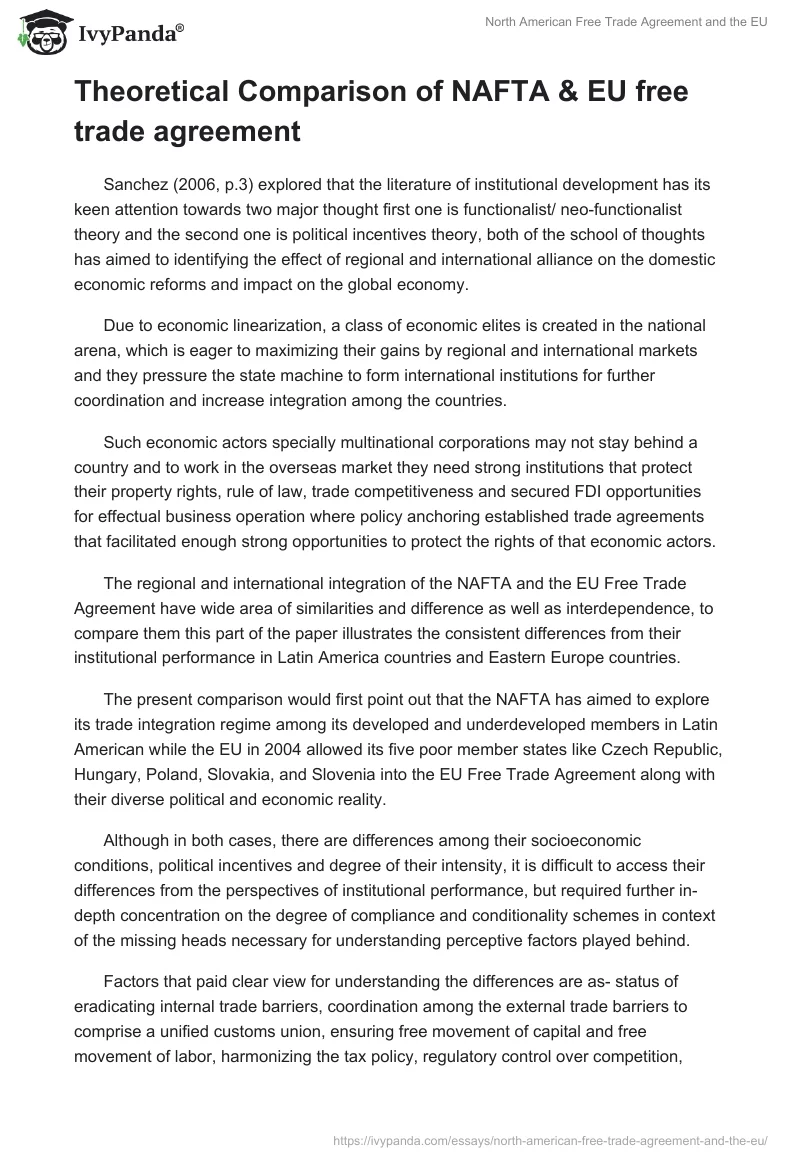 North American Free Trade Agreement and the EU. Page 5