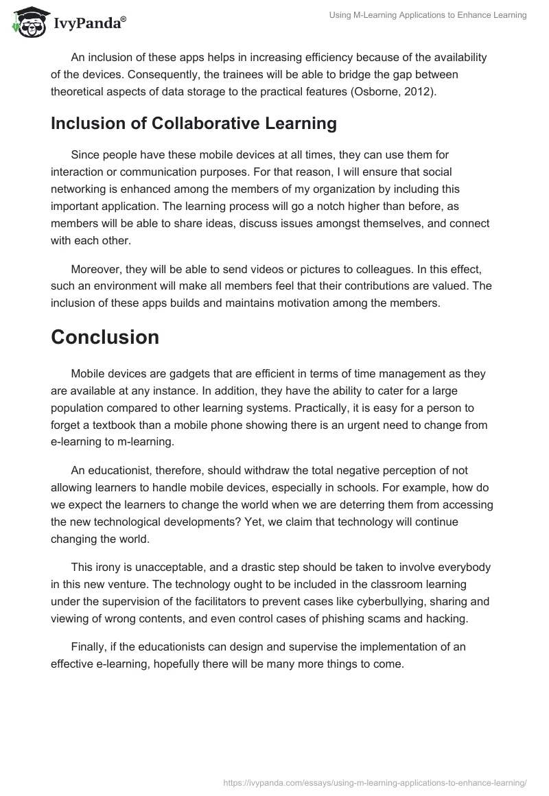 Using M-Learning Applications to Enhance Learning. Page 5
