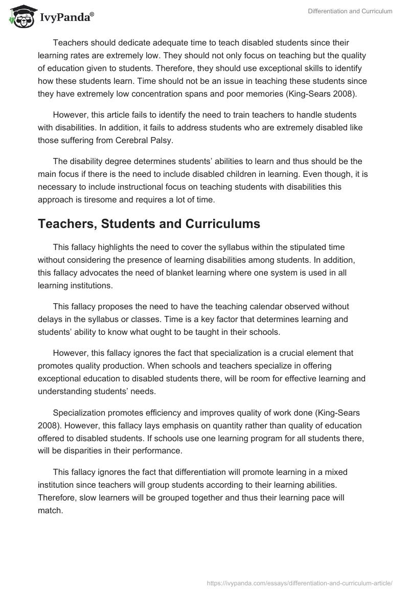 Differentiation and Curriculum. Page 3