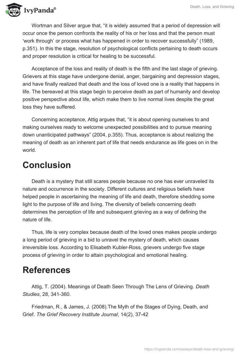Death, Loss, and Grieving. Page 4