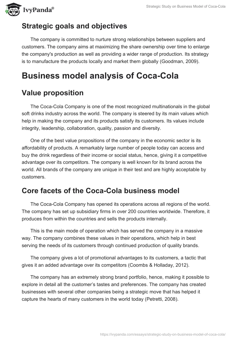 Strategic Study on Business Model of Coca-Cola. Page 2