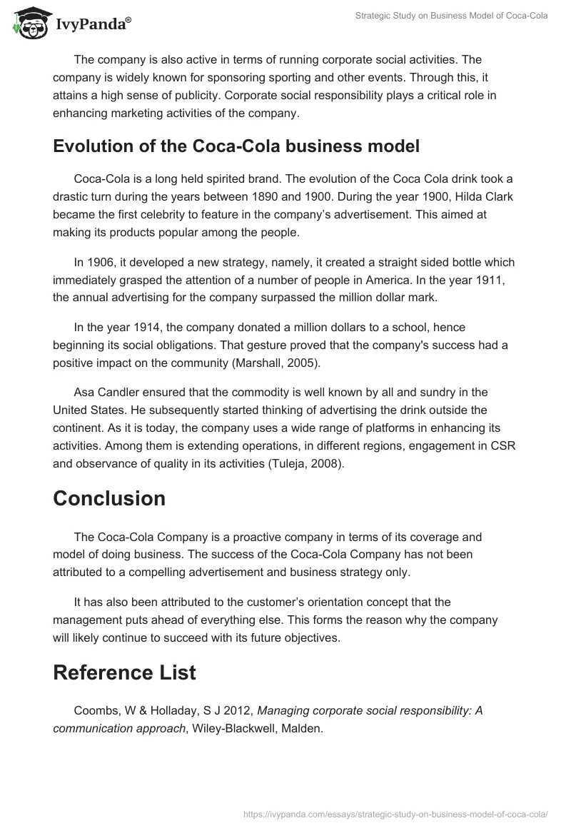 Strategic Study on Business Model of Coca-Cola. Page 3
