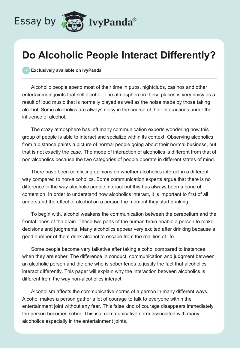 Do Alcoholic People Interact Differently?. Page 1