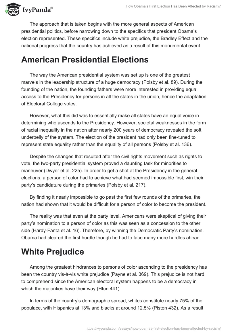 How Obama’s First Election Has Been Affected by Racism?. Page 2