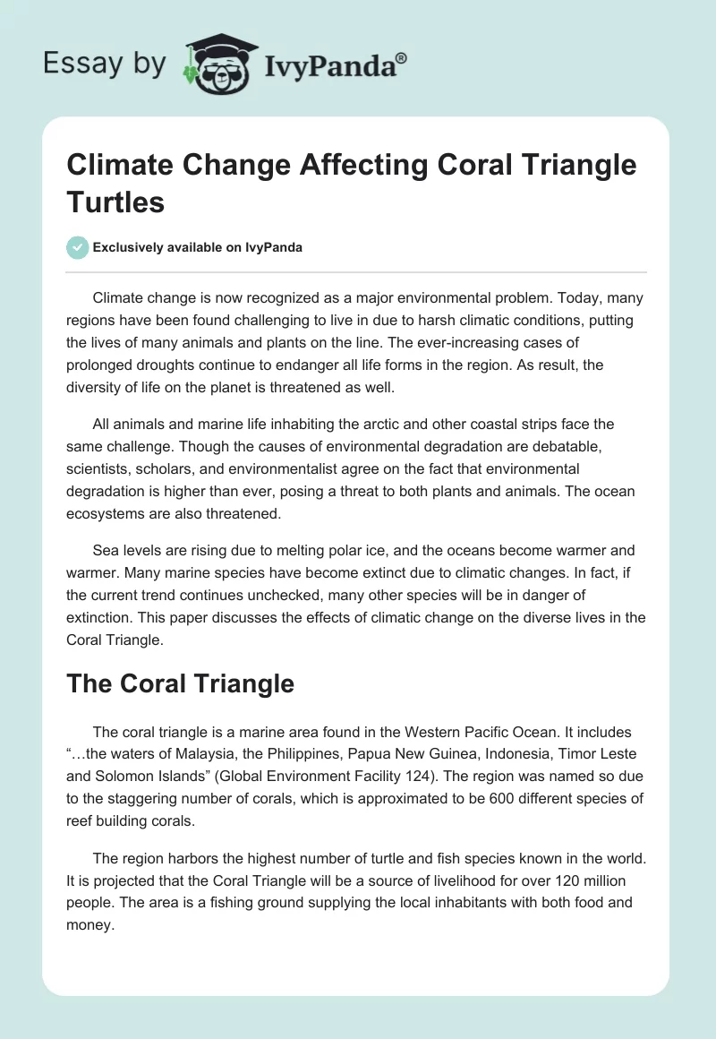 Climate Change Affecting Coral Triangle Turtles. Page 1