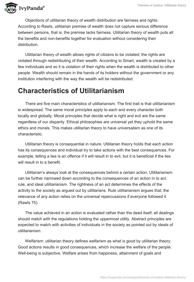 Theories of Justice: Utilitarian theory. Page 4