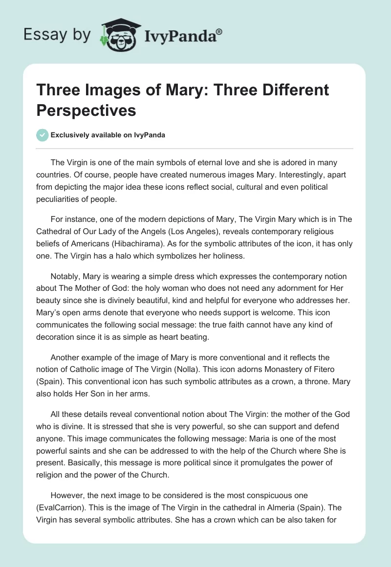 Three Images of Mary: Three Different Perspectives. Page 1
