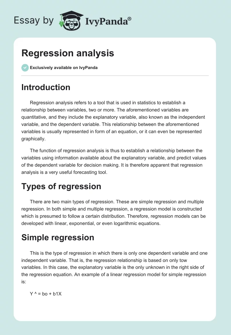 Regression analysis. Page 1