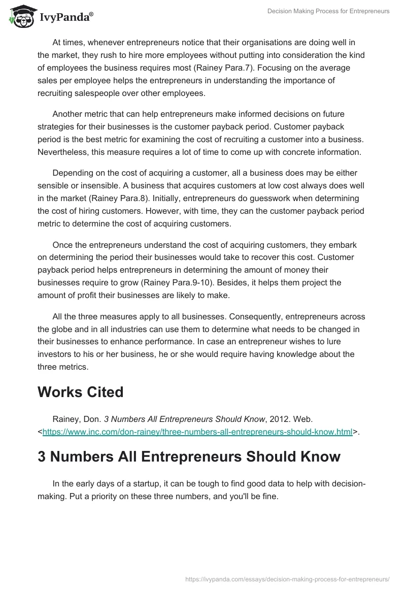 Decision Making Process for Entrepreneurs. Page 2