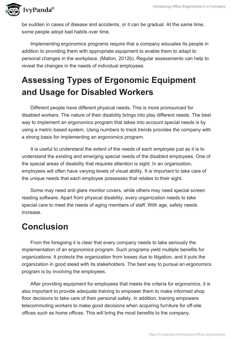 Introducing Office Ergonomics in a Company. Page 4