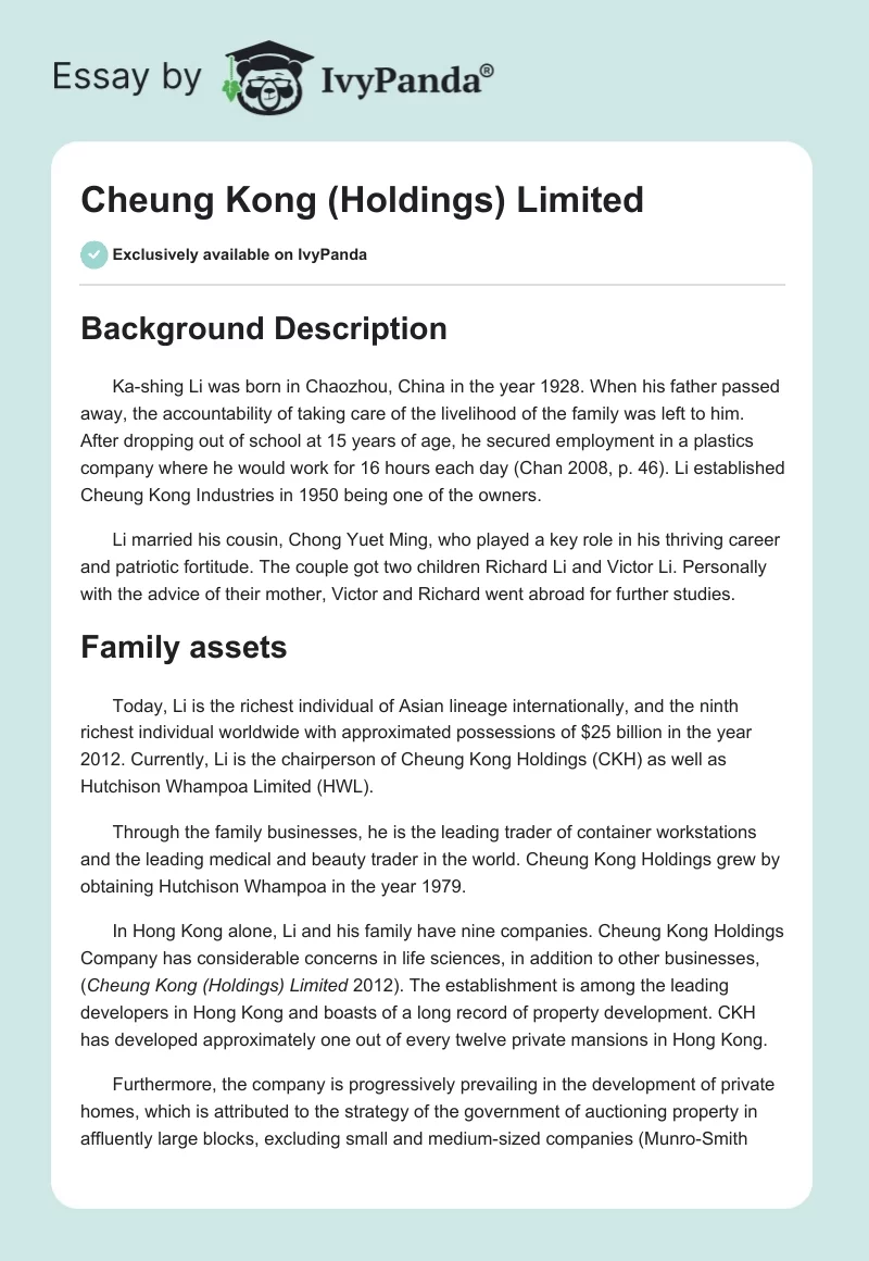 Cheung Kong (Holdings) Limited. Page 1