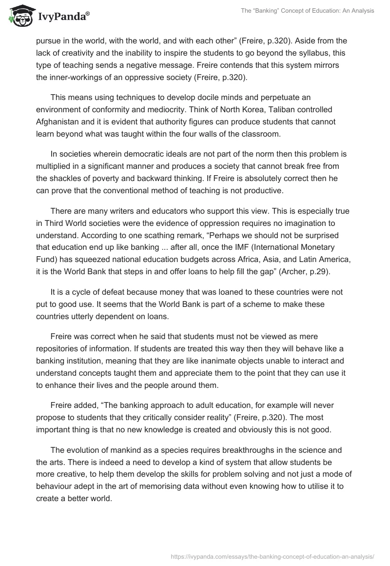 The “Banking” Concept of Education: An Analysis. Page 2