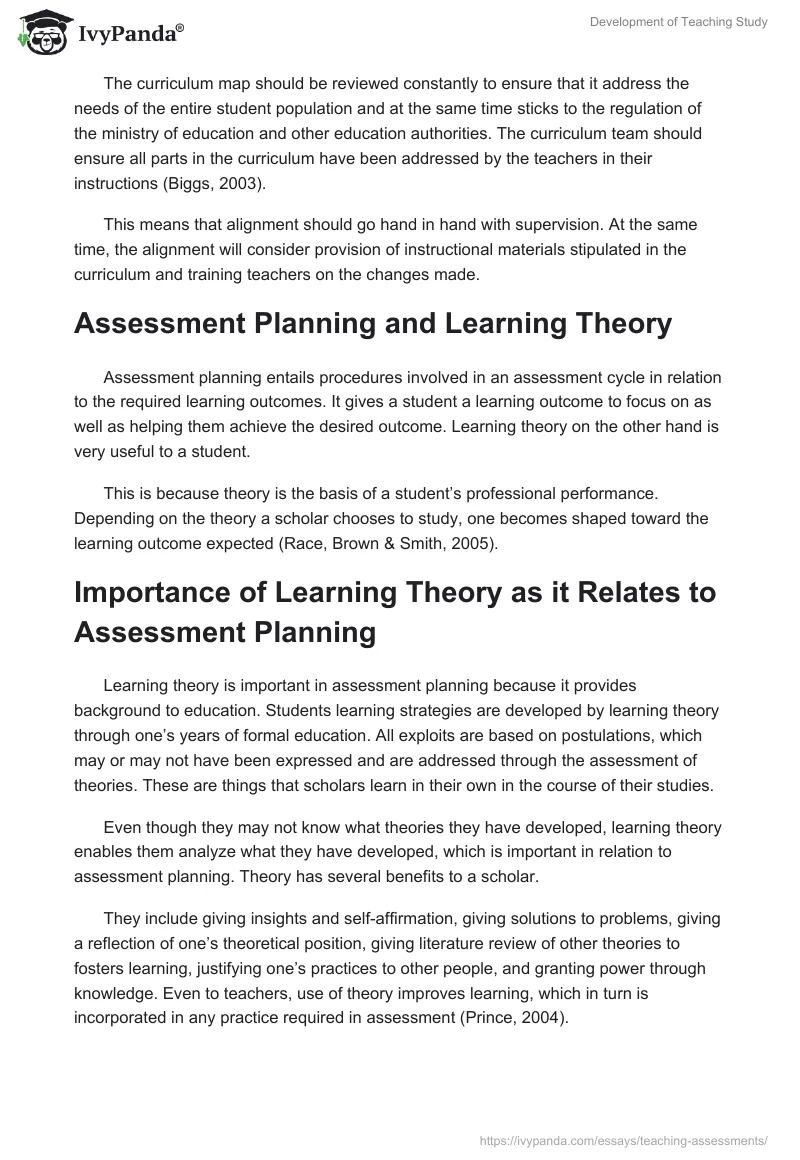 Development of Teaching Study. Page 2
