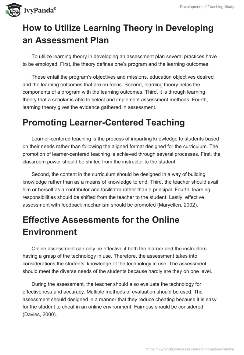 Development of Teaching Study. Page 3