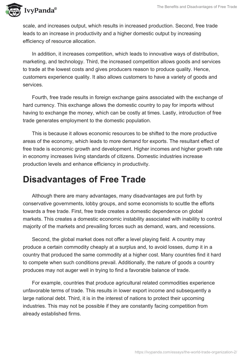 The Benefits and Disadvantages of Free Trade. Page 5