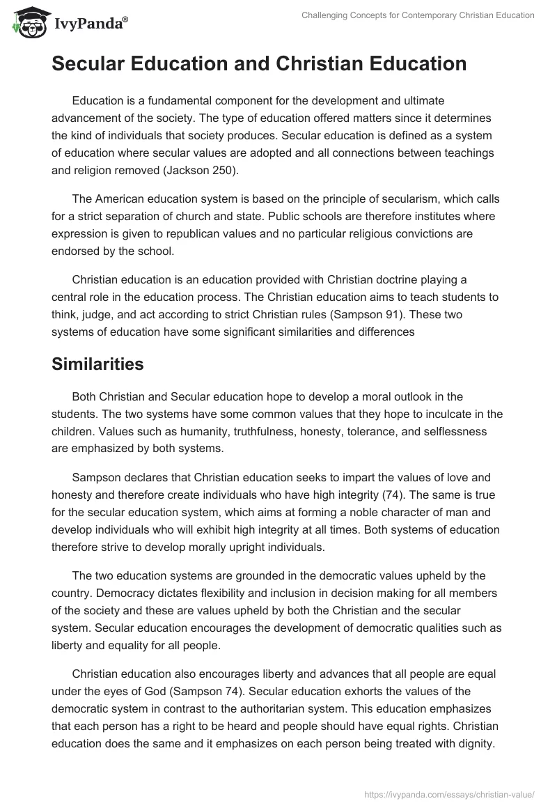 Challenging Concepts for Contemporary Christian Education. Page 2