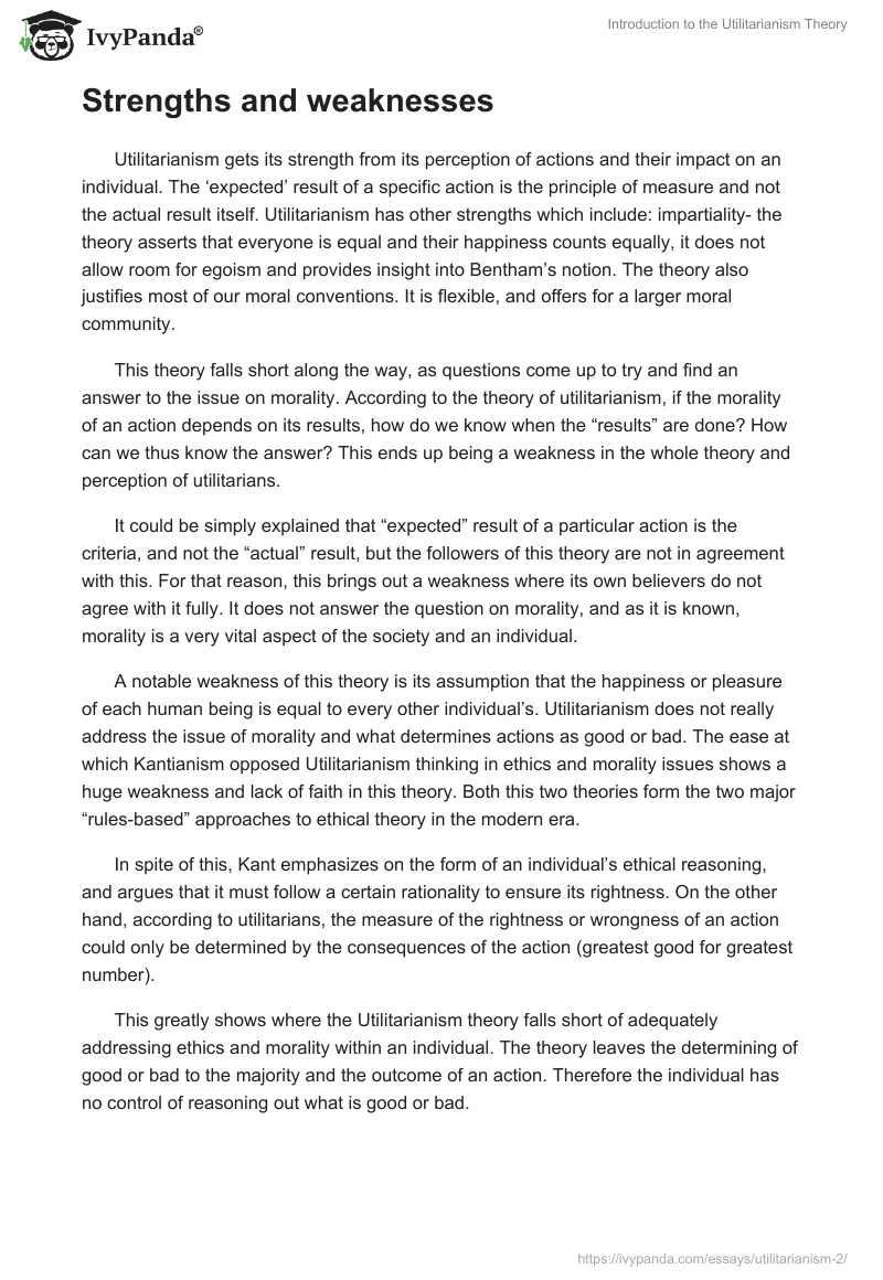 Introduction to the Utilitarianism Theory. Page 2