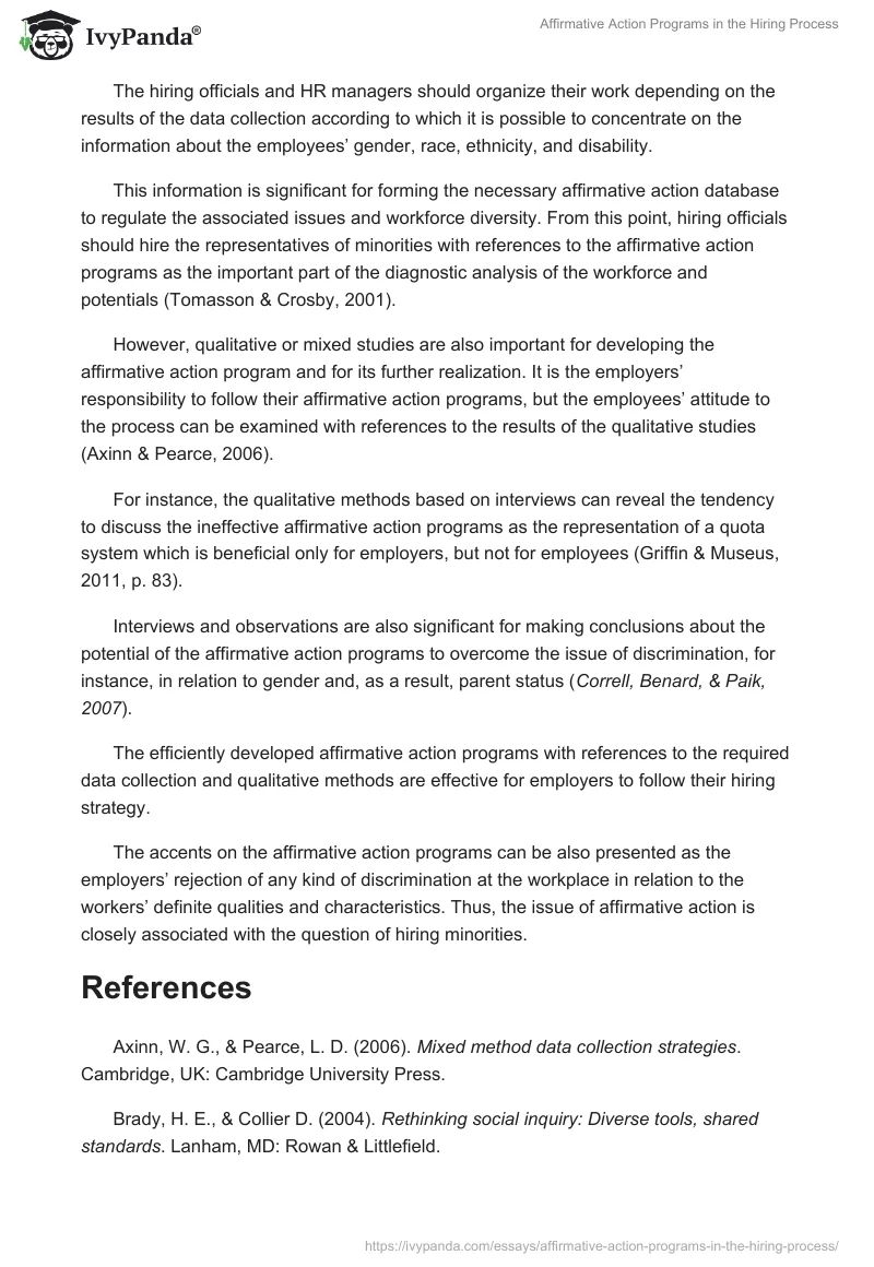 Affirmative Action Programs in the Hiring Process. Page 2