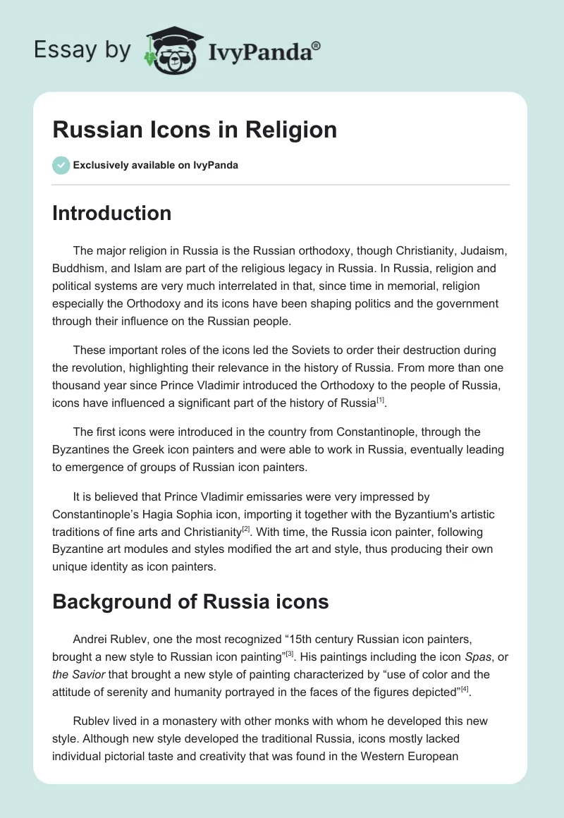 Russian Icons in Religion. Page 1
