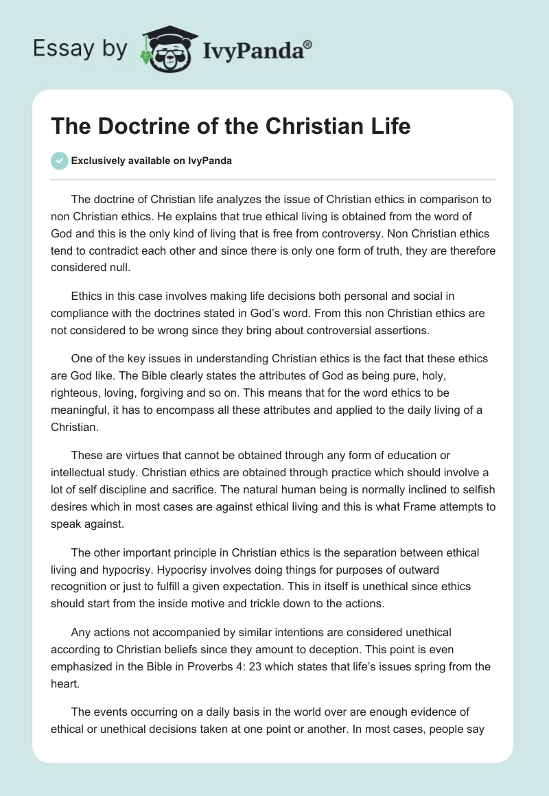 The Doctrine of the Christian Life. Page 1
