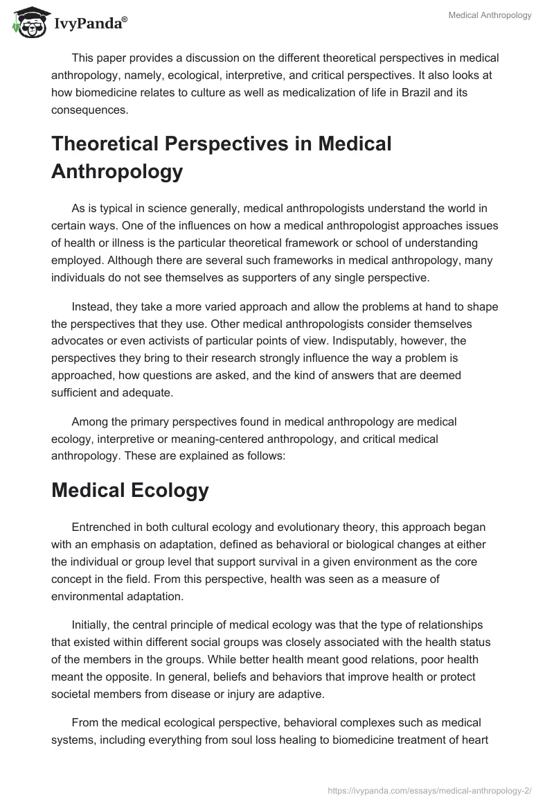 Medical Anthropology. Page 2